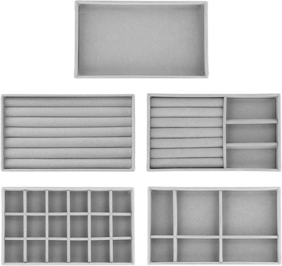 Stapelbare Sieradenorganizer - Sieradenbakje Voor Het Bewaren En Presenteren Van Oorbellen Halskettingen En Ringen 4 Stuks Grijs Stapelbare Sieradenorganizer - Sieradenbakje Voor Het Bewaren En Presenteren Van Oorbellen Halskettingen En Ringen 4 Stuks Grijs