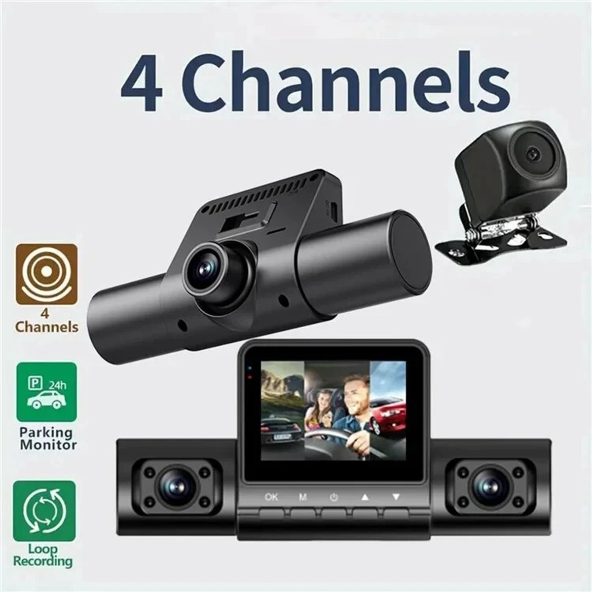 Auto DVR Dashcam 1080P Nachtzicht Parkeerbewaking 4 Camera's Autobestuurder – foto 2