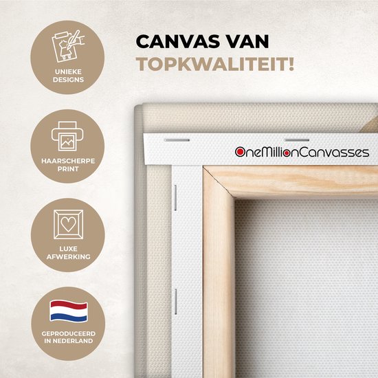 Canvas schilderij 90x120 cm - Exclusieve wanddecoratie Japandi - Wabi sabi - Beige - Muurdecoratie woonkamer - Slaapkamer decoratie - Kamer accessoires - Schilderijen op canvas
