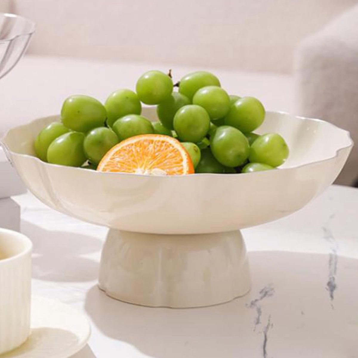 Grote Elegante Fruitschaal met Zilveren Rand voor Fruit en Snacks