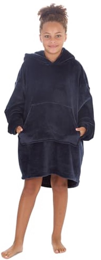 Zachte pluche fleece oversized knuffeldeken lounge hoodie voor volwassenen en kinderen