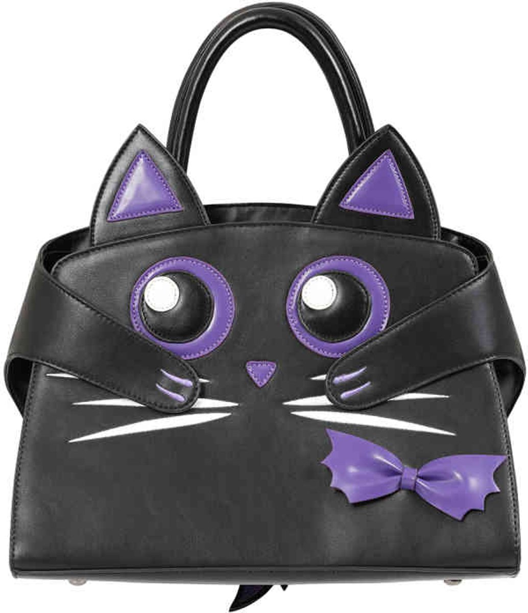 Banned - Mystic Cat Handtas - Zwart/Paars