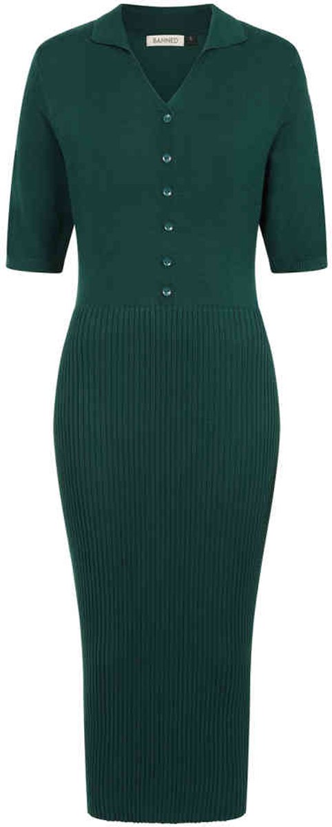 Banned - Federica Knitted Kokerjurk - L - Groen