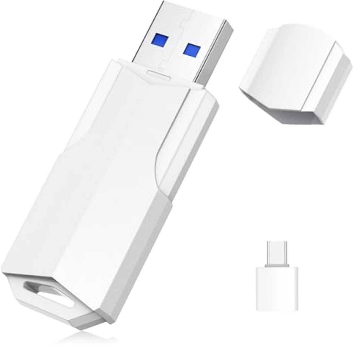 Image of 256GB USB Stick met USB 3.0, USB-C Adapter en Lanyard - Hoge Snelheid Flashdrive voor Gegevensopslag