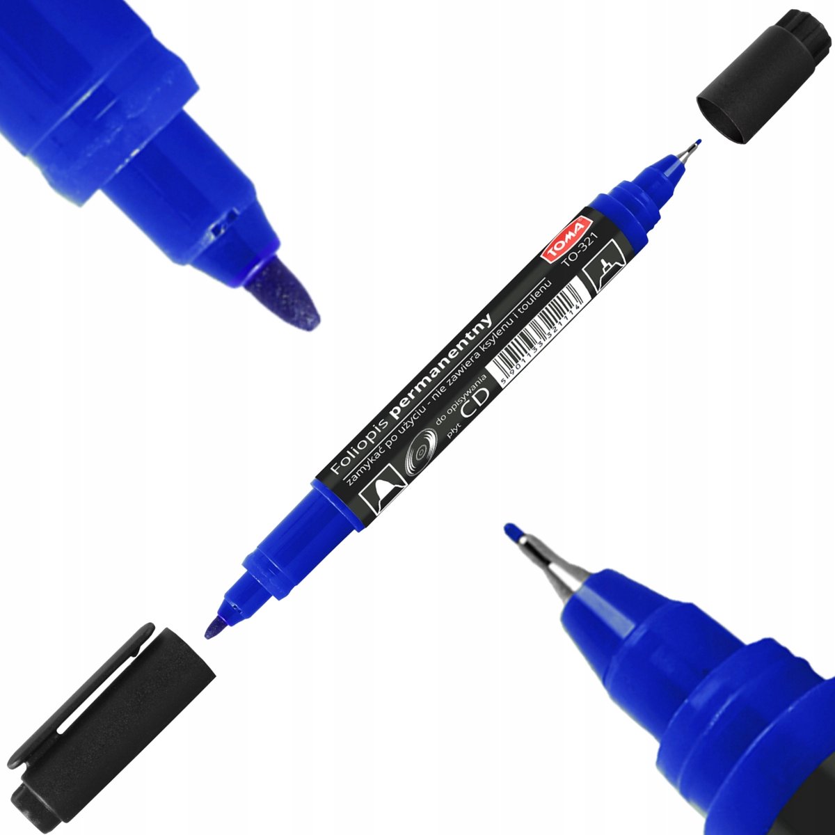 Toma Permanente CD Marker, Dubbelzijdig, Blauw (TO-321)