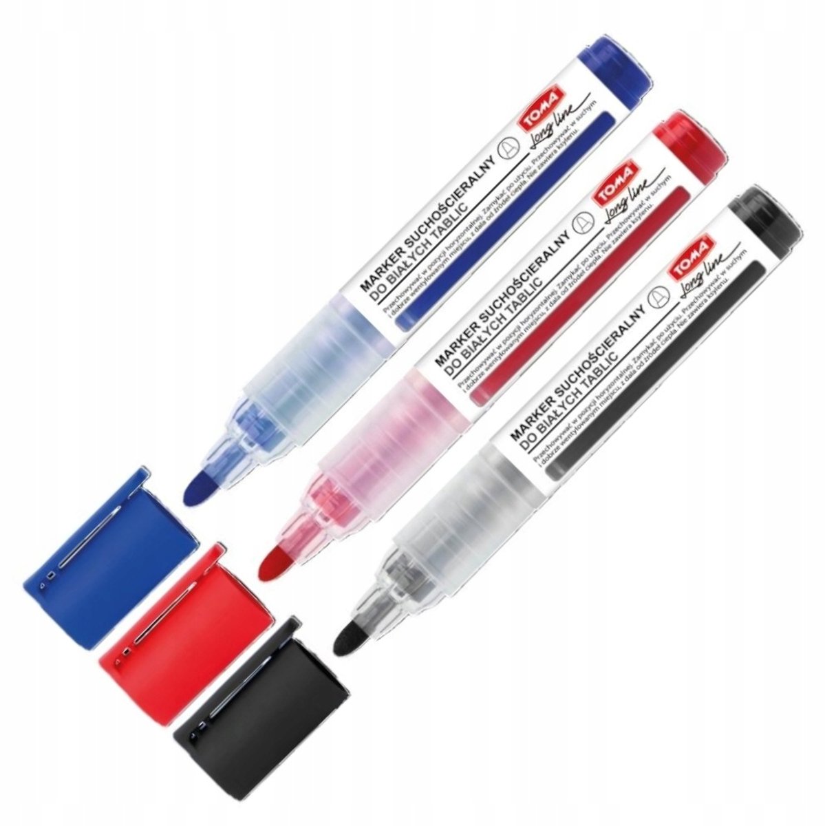 Toma Long Line Whiteboard Markers 3 Stuks - Rood, zwart, Blauw