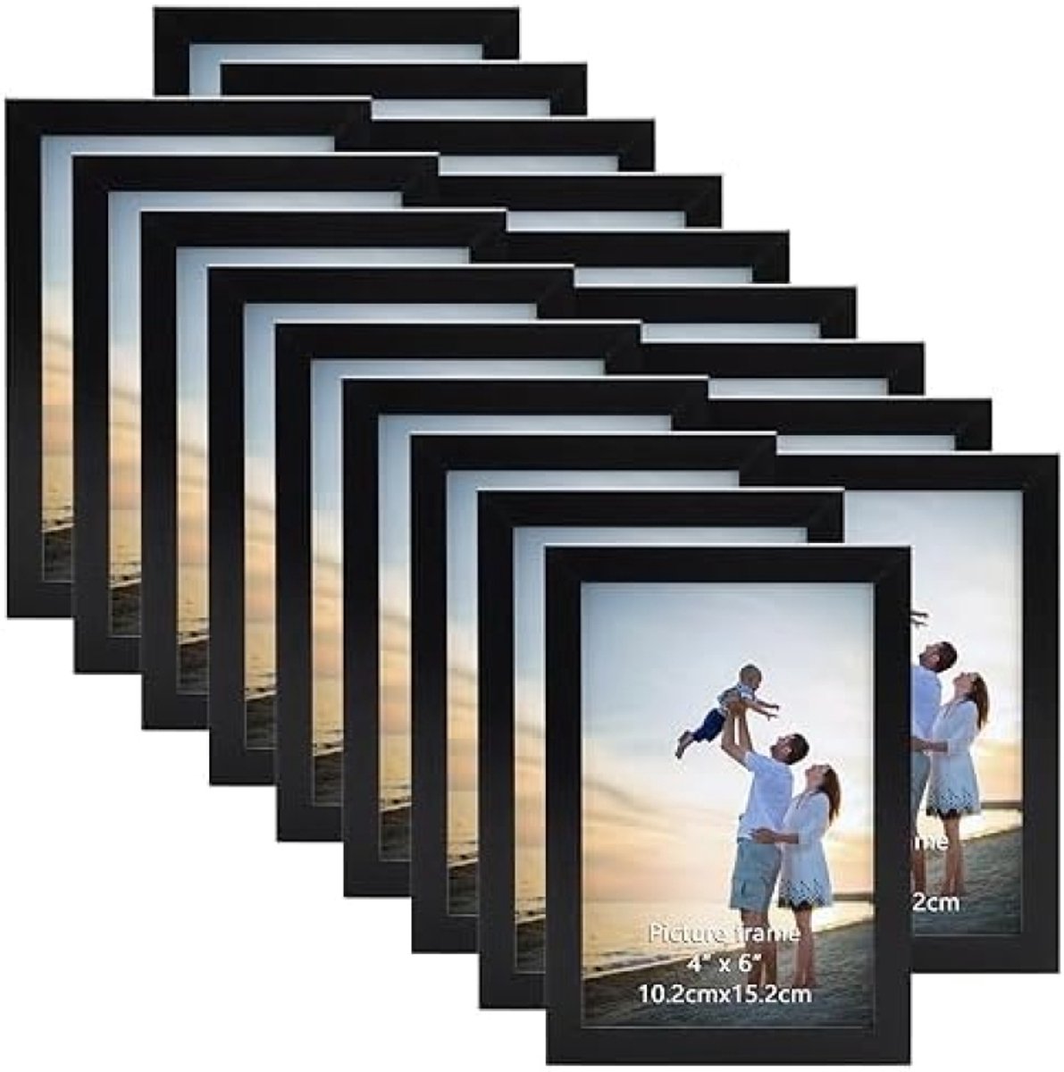 PromoHome Fotolijst Set 10x15 cm - 18 Stuks Zwarte Lijsten voor Muur en Tafel