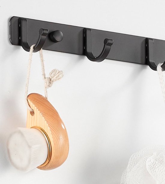 Vitdipy - Kapstok - Wandkapstok - 4 Haken - Muur Kapstok Hangend - RVS - Handdoekrek - 29 cm - Zwart — afbeelding 3