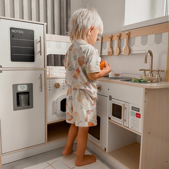 AIYAPLAY Cuisine de jeu pour enfant avec four, évier, fonction lumineuse et son et accessoires, jouet