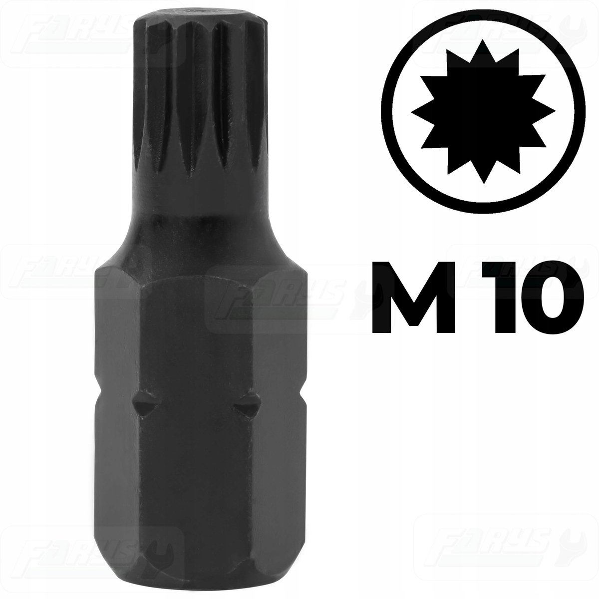 Spline Bit M10, 30mm Lengte, S2 Staal - Hoge Kwaliteit
