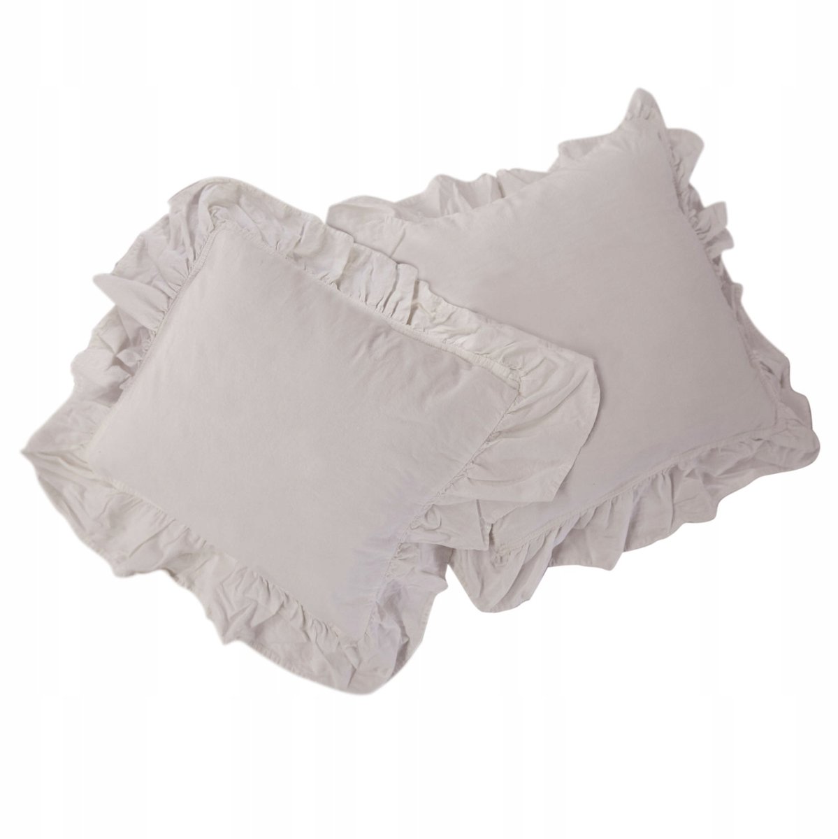 2x Katoenen Kussenslopen met Ruches 40x40cm - Natuurlijk Crème