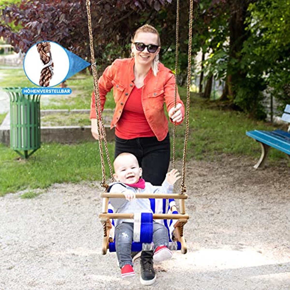Zachte Babyschommel voor Baby's en Peuters - Blauw-Wit