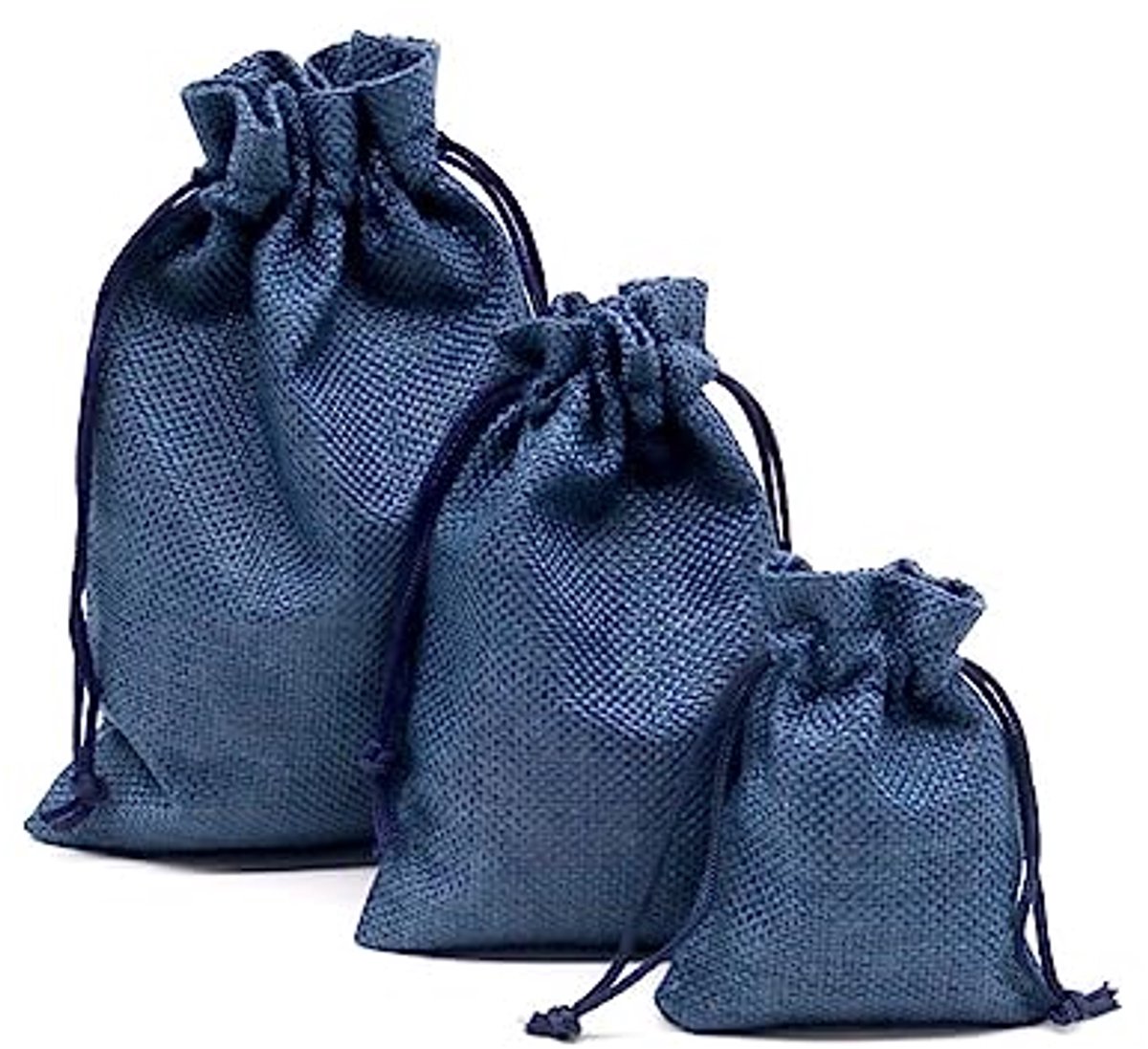Katoenen zakjes met trekkoordset - 10 stuks - Marineblauw - Voor sieraden, bruiloften en handwerk