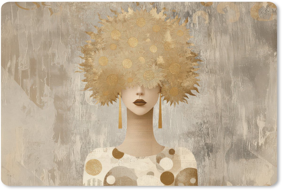 Muismat 27x18 cm - Mousepad Goud - Portret - Vrouw - Muismatten