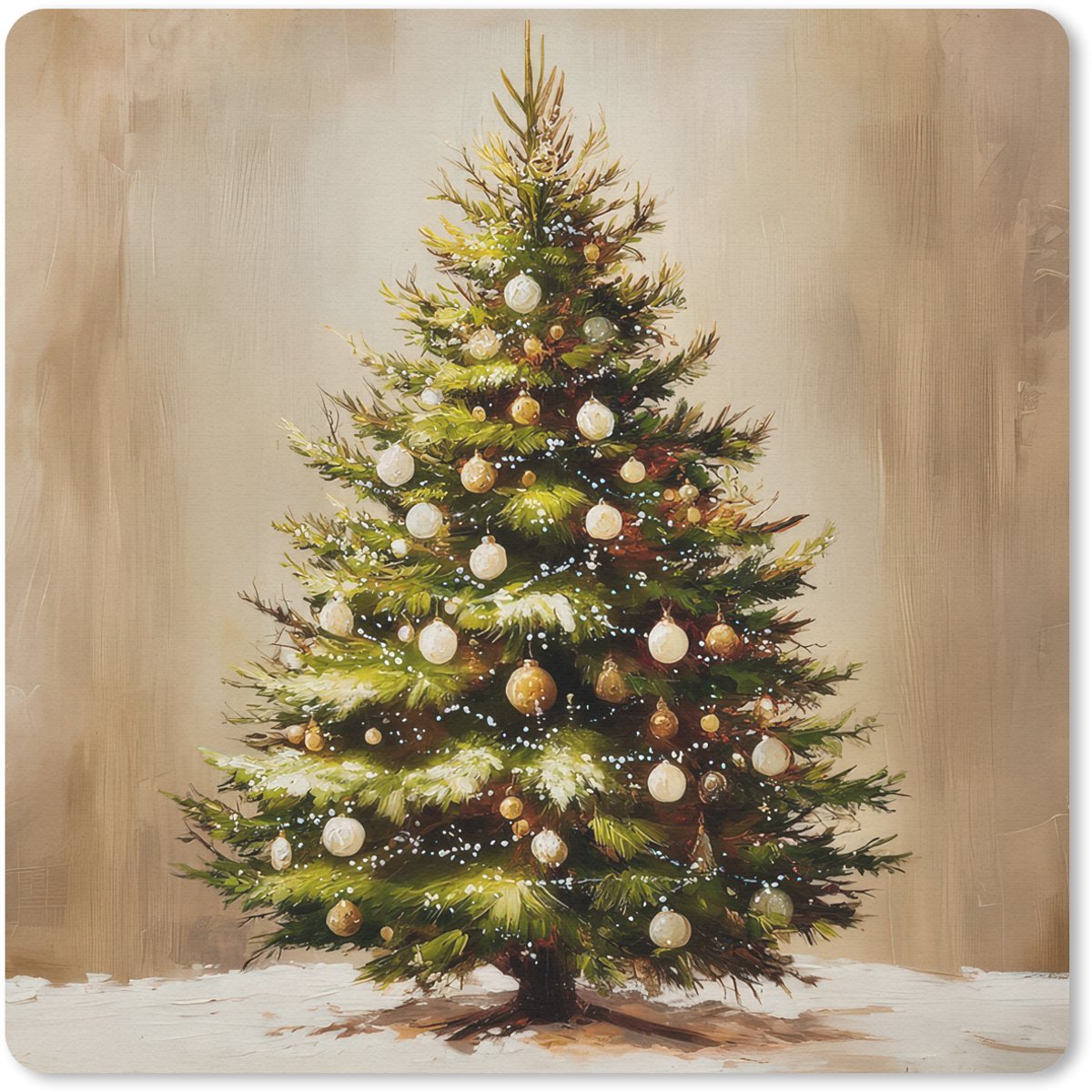 Muismat 20x20 cm - Mousepad Kerst - Sfeer - Groen - Muismatten