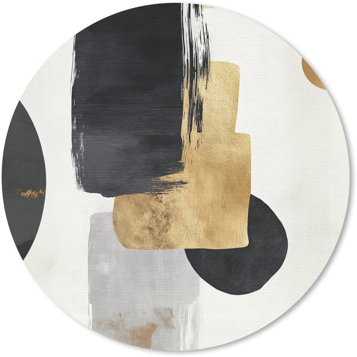 Muismat rond 30x30 cm - Mousepad Goud - Rechthoeken - Cirkels - Abstract - Ronde muismatten