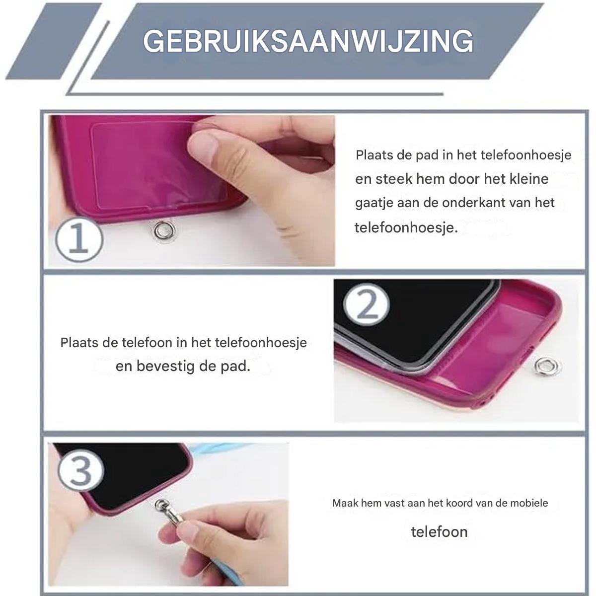 6x Universele Telefoonkoord-Patches – Transparant Metalen Ring Voor Lanyard & Polsband