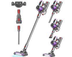 Brixy Steelstofzuiger Draadloos - 30 kPa Zuigkracht - 50 Min Gebruiktijd - Meerdere Filters - Kruimeldief - Draadloze Stofzuiger - Vacuum Cleaner - Grijs/Paars