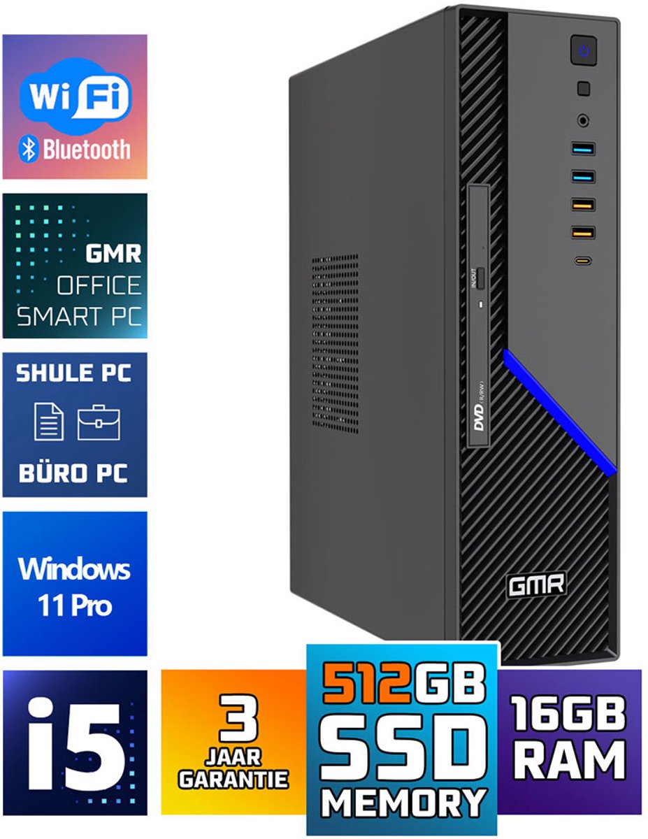 GMR Ultra SFF i5 Office PC - Business Office Computer | 16 GB RAM | 512GB SSD M.2 | DVD±RW | Windows 11 Pro | WiFi-Bluetooth – foto 2