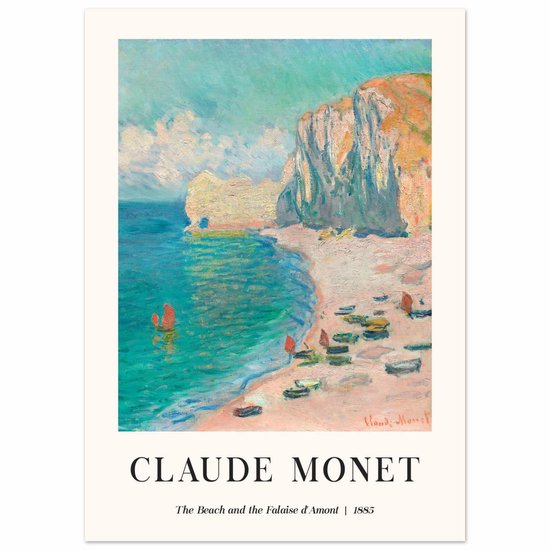 Affiche Claude Monet - La plage et la falaise d'Amont 50x70 cm - Décoration Salon - Décoration Chambre - Décoration - Décoration Décoration murale - Décoration murale Salon - Décoration murale Chambre - Décoration murale - Décoration murale Salon