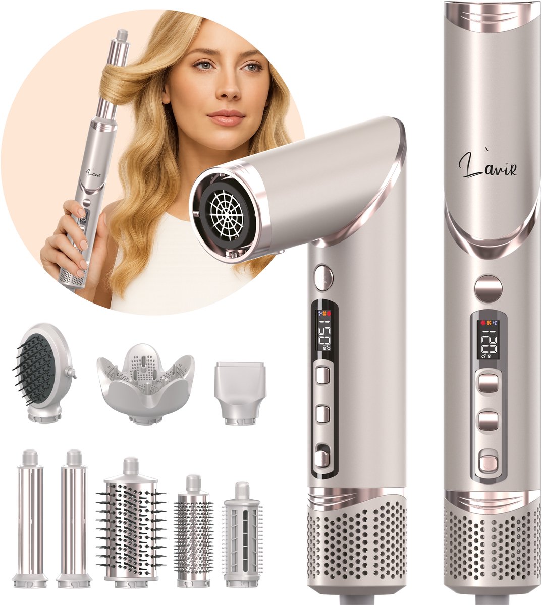 L'avir Airstyler 8 in 1 - Fohn met Diffuser - Multistyler