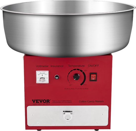 VEVOR Commerciële Suikerspinmachine 1000W Feest Suikerspinmaker Rood — afbeelding 2