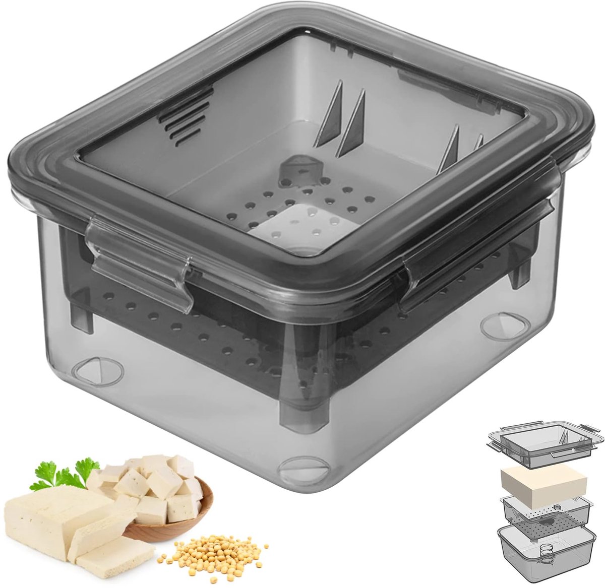 Unyqoos® Doe-het-zelf tofu persvorm voor thuisgebruik en culinaire creaties
