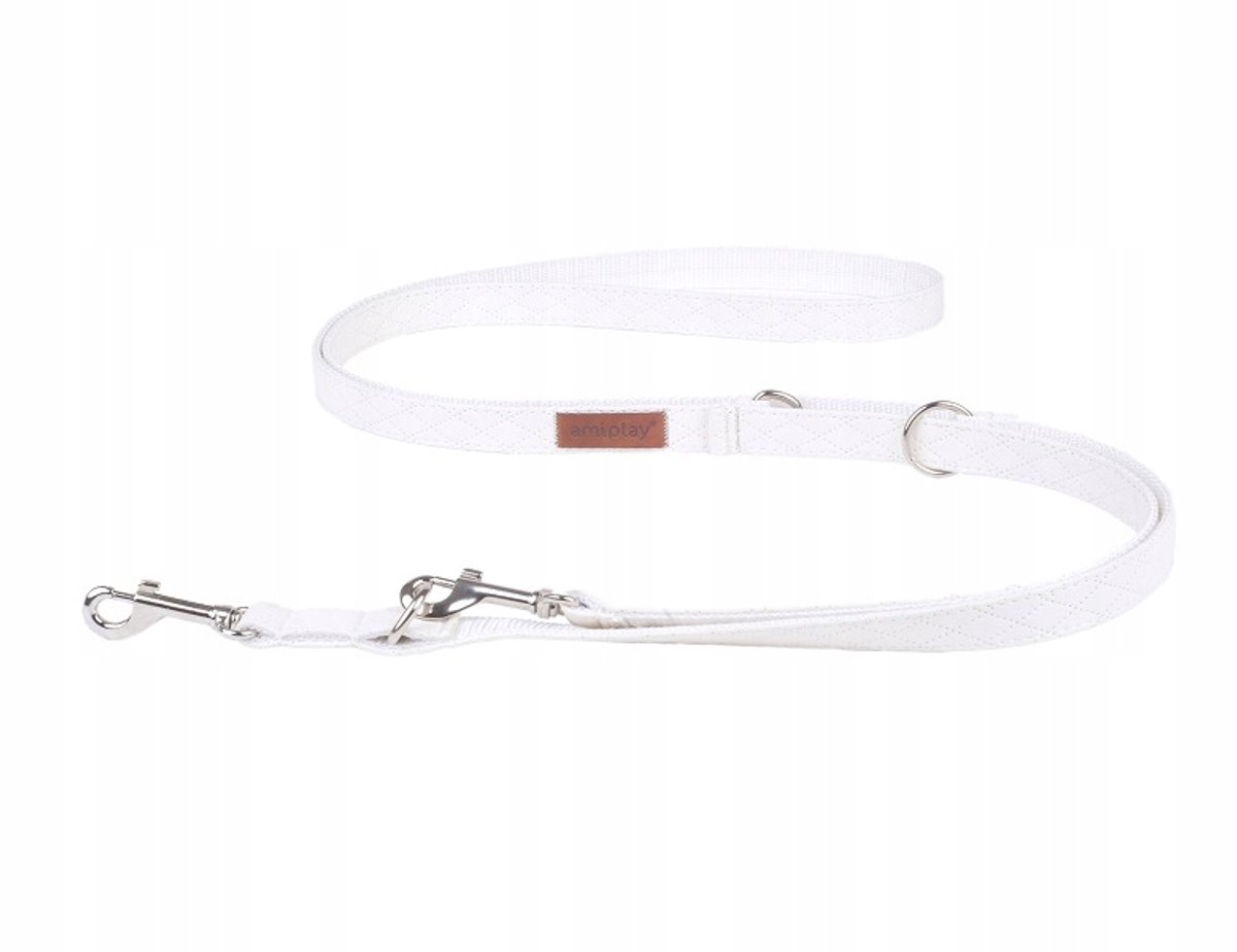 Amiplay Cambridge XL Verstelbare Leren Hondenhalsband 100-200cm Wit