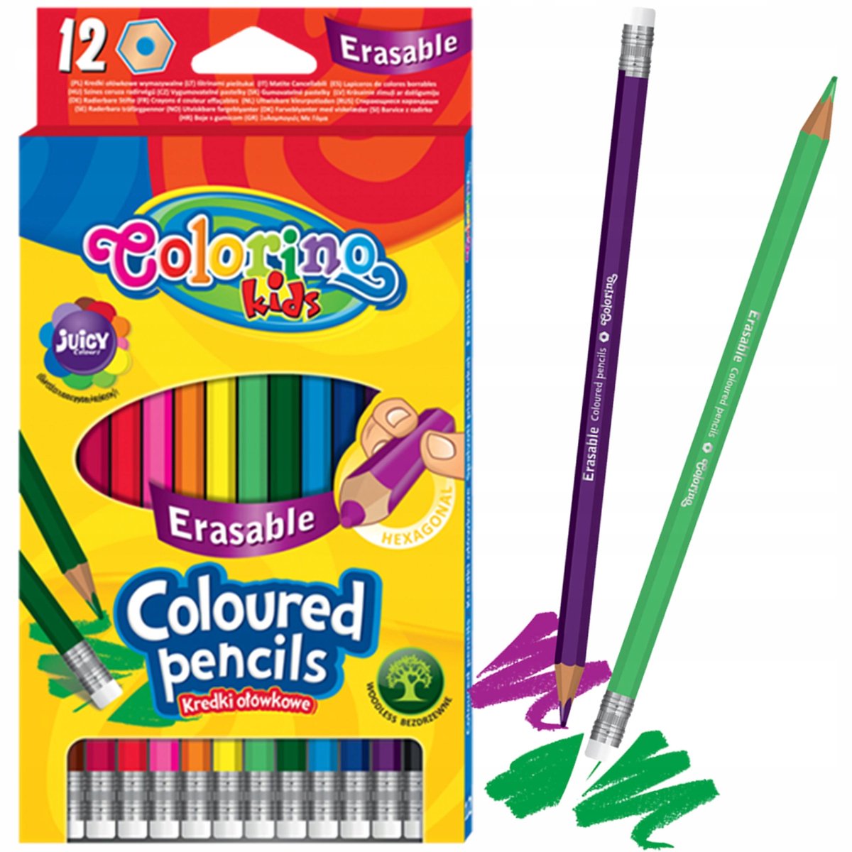 Colorino Uitwisbare Kleurpotloden - 12 Levendige Kleuren