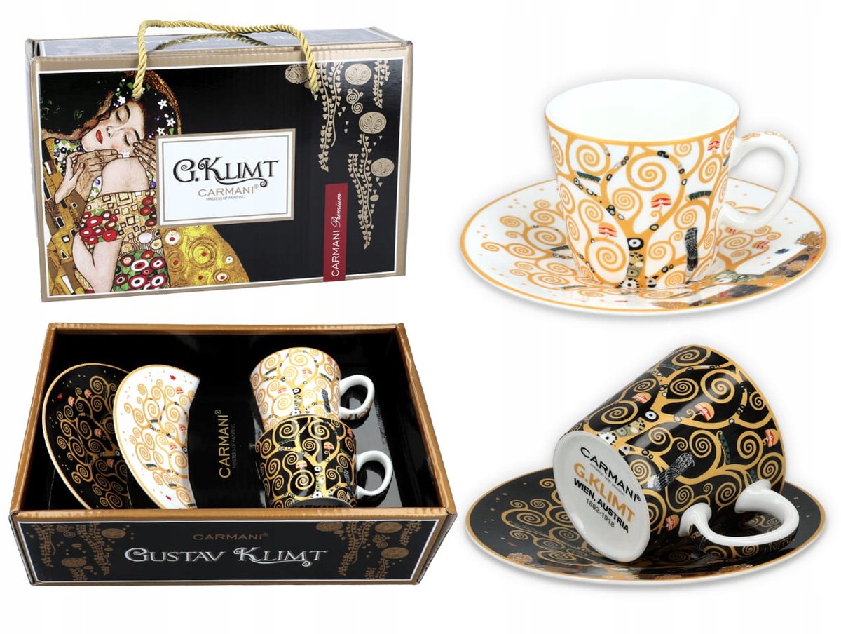 Carmani Espresso Kopjes Set - Klimt 'Levensboom' (2 stuks)