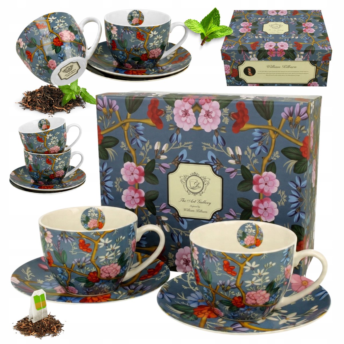 Porseleinen Kop & Schotel Set 300ml - 2 stuks - Bloemendesign