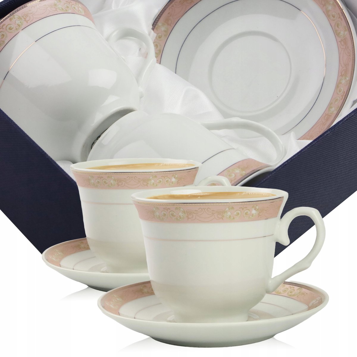 Porseleinen Kopjes met Schotels (2 stuks) - 250 ml