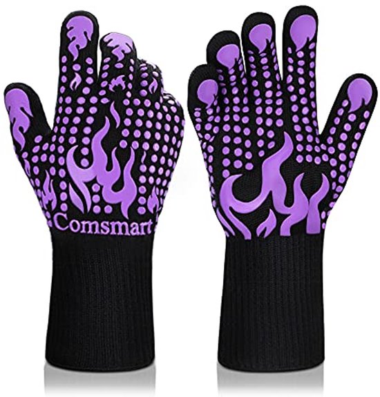 Bbq Handschoenen Bbq Gloves ARFNKIM BBQ-ovenhandschoenen, 1800 Graden Fahrenheit 3-laags Hittebestendige Ovenwanten Siliconen Antislip Kookhandschoenen Voor Barbecue, Grillen, Bakken, Lassen, Roker (een Paar) (rood Oven Gloves Grillhandschoenen