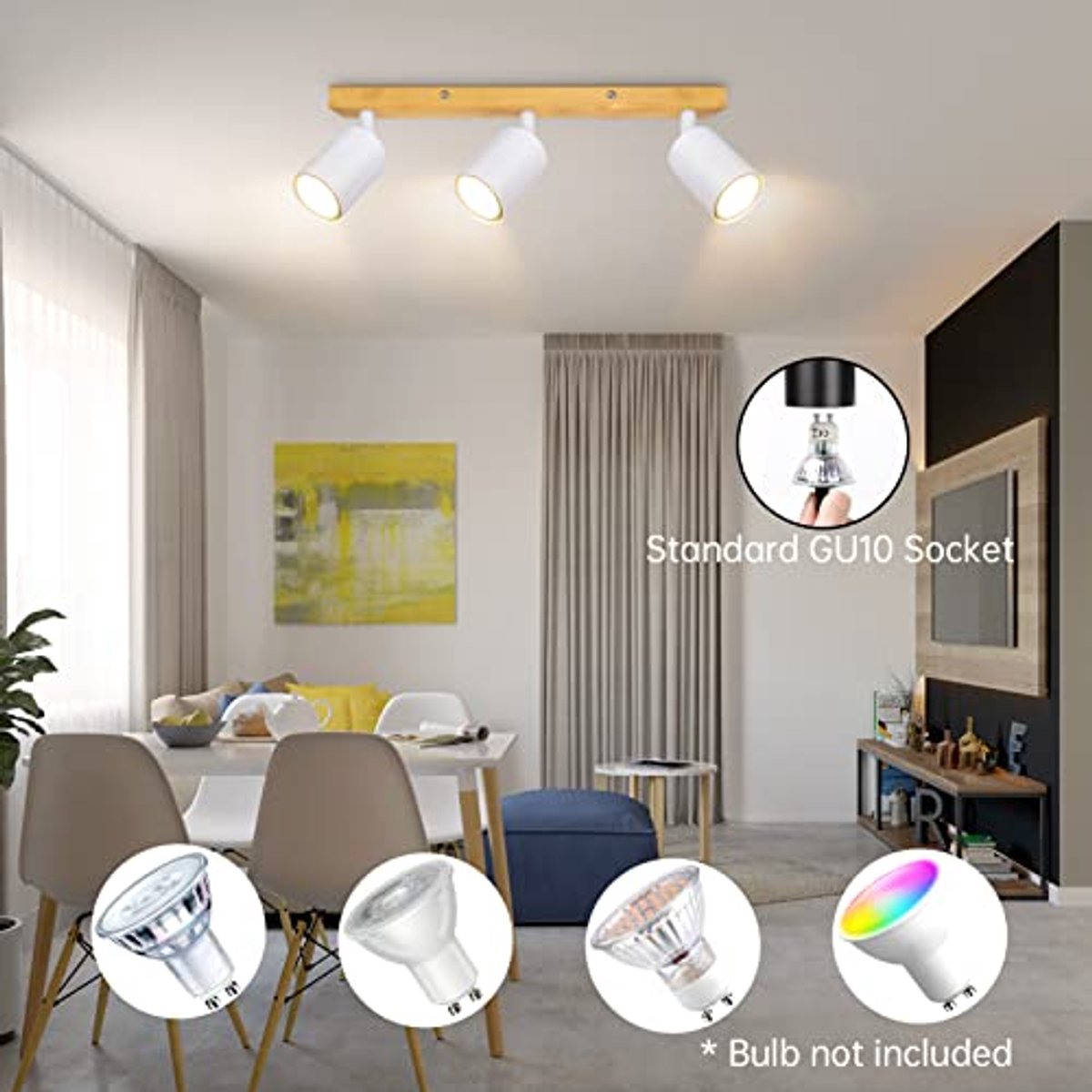Plafondlamp met 3 draaibare spots en GU10 fitting