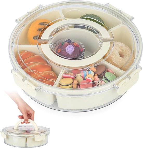 Bewinner Snackbox voor kinderen, met vakken en deksel, multifunctionele
