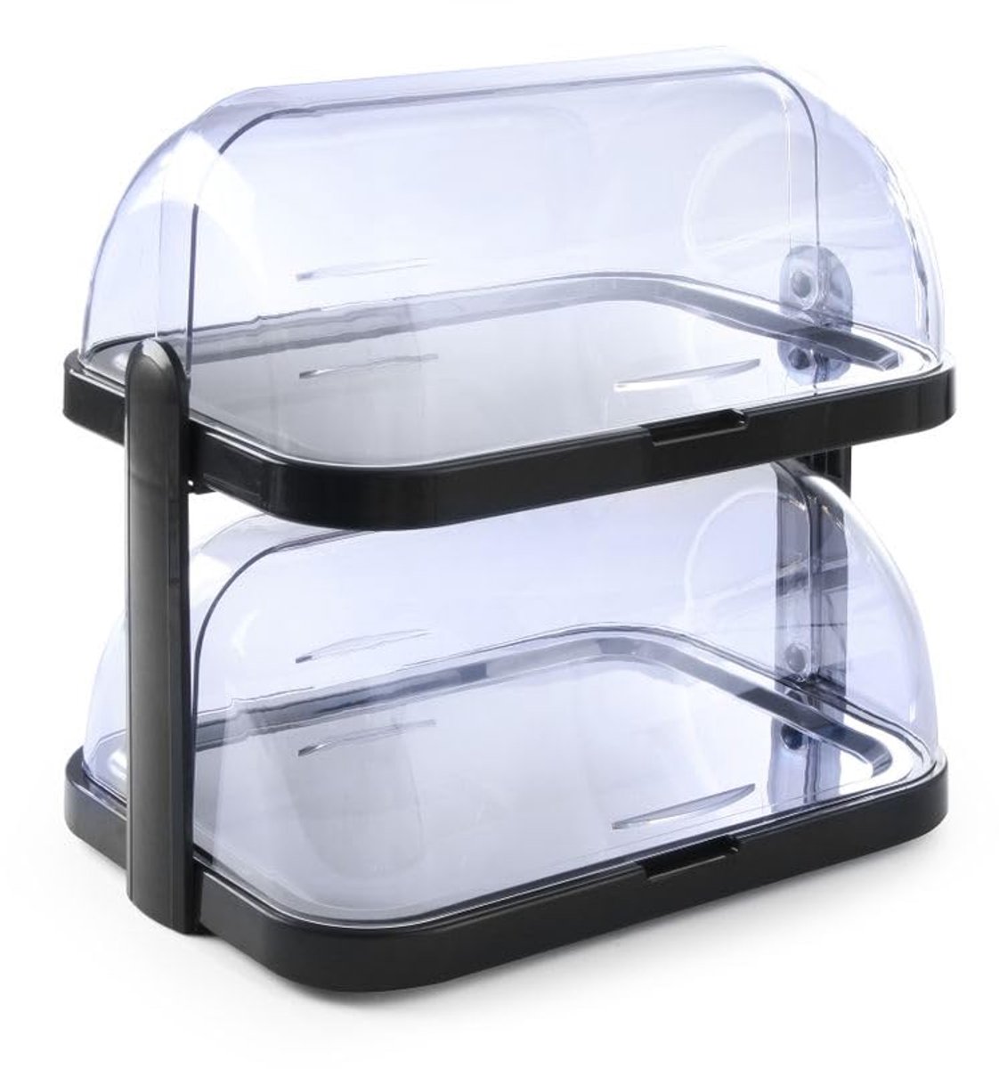 Ibenzoa® Dubbele gekoelde buffetvitrine met roldeksel en roestvrijstalen trays