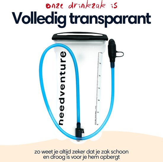 needventure® Drinkzak - Waterzak - Geschikt voor Camelbak Drinkrugzak - Drinksysteem - Camping en Hardlopen - 2 Liter - transparant blauw van NEEDVENTURE® — afbeelding 5