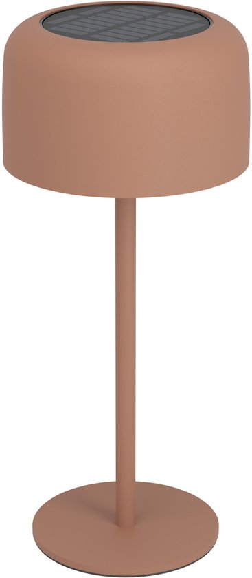 EGLO Roccanova Tafellamp - Oplaadbaar (tot 22 uur licht) - Solar - 30 cm - Steenrood/Warm Oranje - Draadloos - Dimbaar - Binnen en Buiten