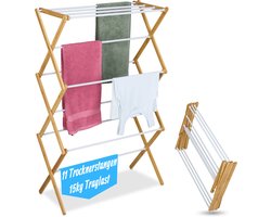 Wasrek inklapbaar - 115x73x33 cm - inklapbaar - staand - bamboe - wit