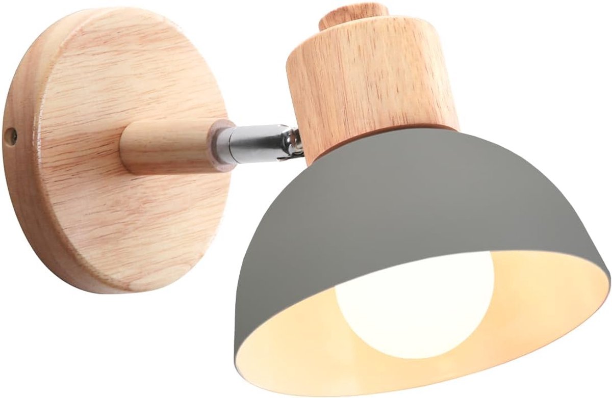 Moderne wandlamp E27 voor slaapkamer en woonkamer, verstelbaar design in hout en ijzer