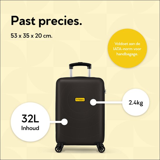 BHPPY Handbagage koffer 53x35x20cm - Handbagage trolley 33L - Lichtgewicht koffer 2.6kg - Reiskoffer met cijferslot - Zwart