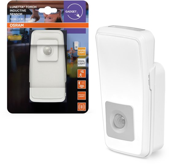 OSRAM LUNETTA TORCH nachtlamp met geïntegreerde sensor & zaklamp, 2W, 10lm, wit, koud wit & daglicht wit licht (3000 & 4000 & 6500K), ingebouwde EU-stekker, ideaal voor gebruik binnenshuis van Merkloos — afbeelding 2
