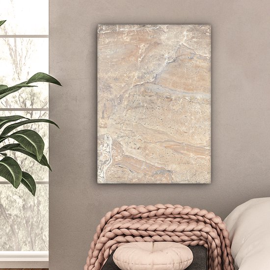 Toile Peinture Marbre - Citron Vert - Sable - Texture - 60x80 cm - Décoration murale