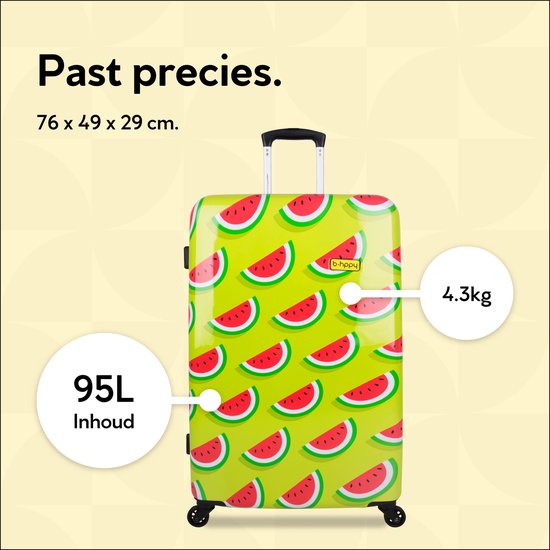 BHPPY Reiskoffer groot 76x49x29cm - Lichtgewicht koffer met 95L inhoud - Reiskoffer met 4 wielen - Veilig cijferslot - Two in a Melon