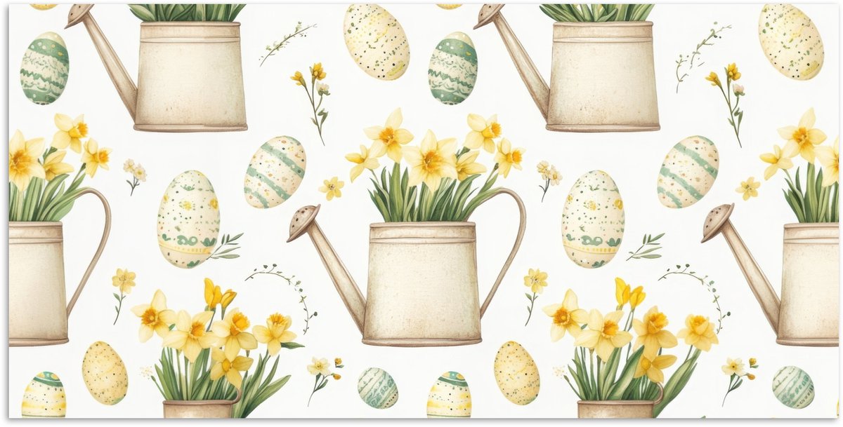 Poster 120x60 cm - Gieter - Bloemen - Eieren - Posters - Kamer decoratie - Wanddecoratie w