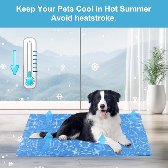 Koelmat Voor Honden, Hondenkoelmat Voor Middelgrote Honden Met Een Gewicht Van Minder Dan 15 Kg Zelfkoelend Met Koude Gel Zomerkoelmat Voor Huisdieren 50 X 65 Cm Blauw