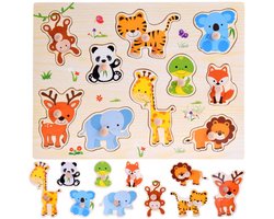 foto van Dieren - Houten puzzels voor kinderen 1 jaar / 2 jaar / 3 jaar - Educatief speelgoed - Cadeau jongen / meisje - Baby / Dreumes / Peuter - Traktatie - Uitdeelcadeaus