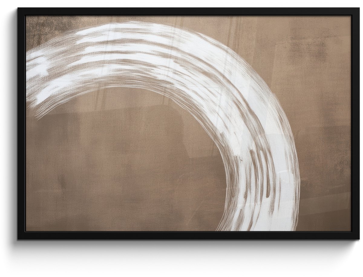 FrameYourWall Poster in lijst - Fotolijst 90x60 cm - Posters - Verf - Bruin - Japandi - Posterlijst zwart - Decoratie - Wanddecoratie woonkamer - Muurdecoratie slaapkamer Japandi - Cirkel