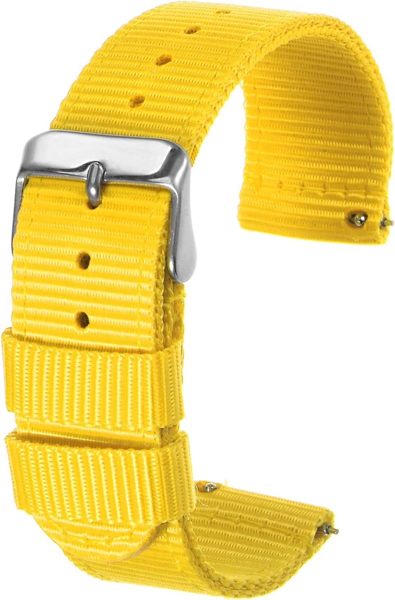 Nylon horlogebandje 20 mm breed geel duurzaam zilveren gesp