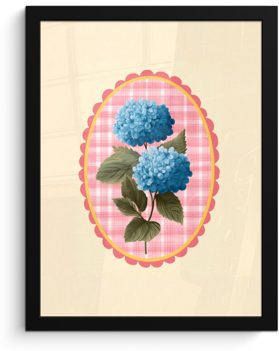 FrameYourWall Poster in lijst - Fotolijst 30x40 cm - Posters - Bloemen - Blauw - Lijst - Bladeren - Posterlijst zwart - Decoratie - Wanddecoratie woonkamer - Muurdecoratie slaapkamer Bloemen - Lijst